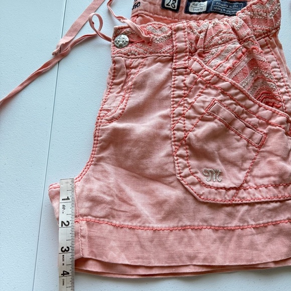 Miss Me Linen Shorts Mid Rise Women Size 28 Boho Casual Beach Pink Coral - Picture 12 of 15
